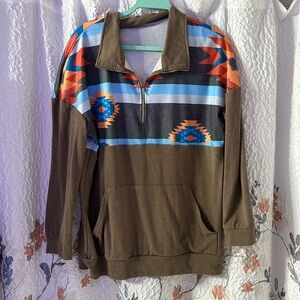 3/$20 Aztec/Brown Quarter Zip